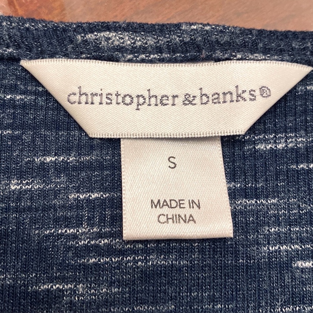 Christopher & Banks Blue White Heathered S Coastal Preppy Weekend Casual Dress - Picture 9 of 11